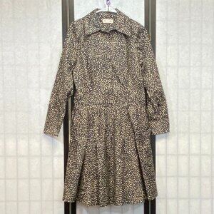 Moss & Spy Black White Floral Dot Pleated Skirt Midi Dress Concealed Button 12